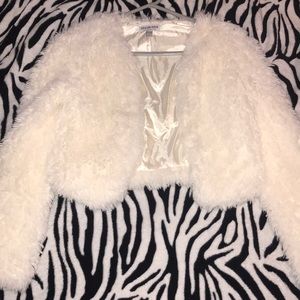 Ivory Cropped Fur Jacket